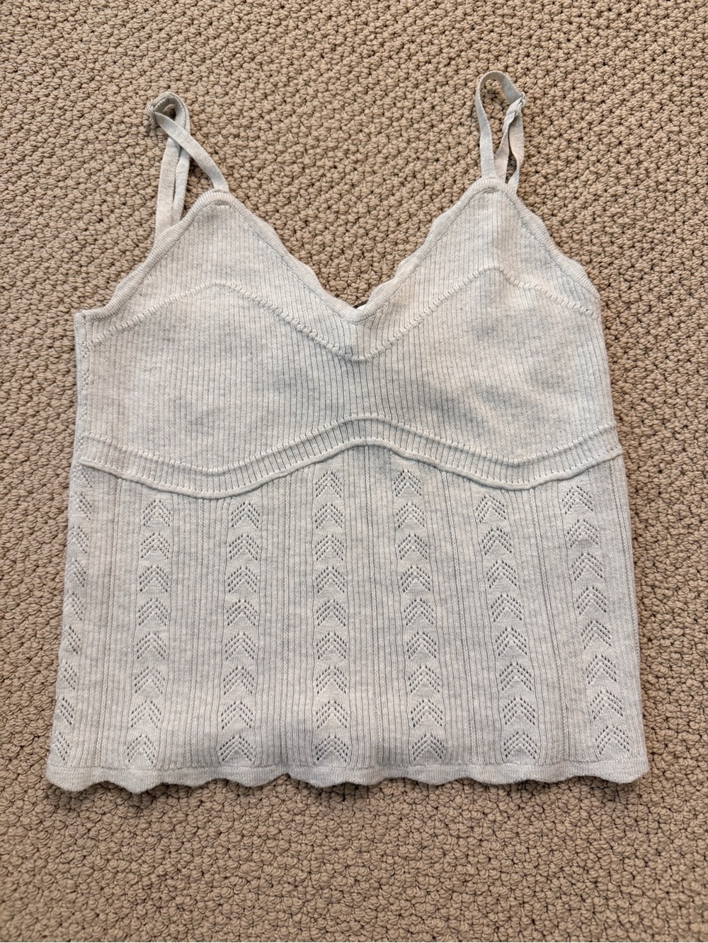 Pink Rose Light Gray Knit Scalloped Cami